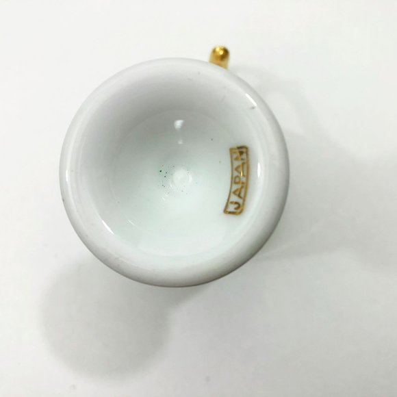 EUC Small Demitasse Cup 1 oz Size Gold Tone Handle & Trim Floral Design - Picture 4 of 9